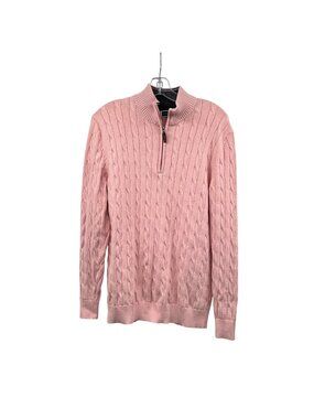 Club Room Womens 1/4 Zip Sweater Long Sleeve Pink/Gray Size Medium